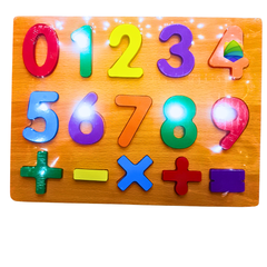 Wooden Numbers Puzzle Board with Math Symbols – 0–9 Learning Toy for Kids | Educational Math Toy for Toddlers
