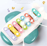 8-Key Kids Xylophone Toy Airplane Shape with Pair of Mallets for Early Musical Educational