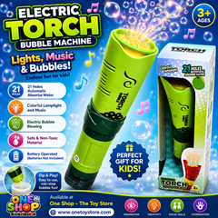 Electric Bubble Torch Machine for Kids – 21 Hole Automatic Bubble Blower with Colorful LED Lights | Portable Bubble Maker Toy for Boys & Girls 3+ Years