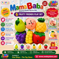 Mama Baba Soft Squishy Fruit Toy Set – 6PCS Sensory Squeeze Fruits for Babies & Toddlers | Non-Toxic Educational Pretend Play Food Toys