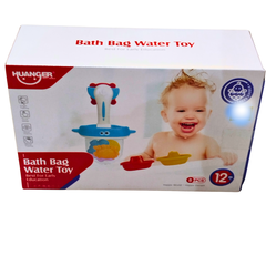 Elephant Bath Bag Water Toy Set for Toddlers – 8-Piece Baby Bath Toys with Boats & Filter Scoop | Fun & Educational Water Play for 12 Months+