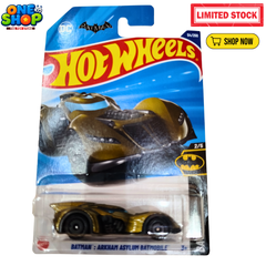 Hot Wheels Batman Arkham Asylum Batmobile Die-Cast Car – 1:64 Scale Mattel DC Superhero Toy Car for Kids
