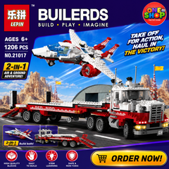 Builders Airplane Transport Truck Building Blocks Set 1206 Pieces – Aircraft Carrier Truck Construction Toy for Kids | STEM Engineering Building Set | DIY Vehicle & Plane Model 6+ Years