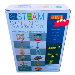 STEAM Science Experiment Kit – 6-in-1 Mechanics Elementary Set | Build Newton’s Cradle, Space Trolley, Rocket Lever & More | Ages 8+