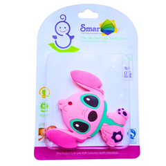 Smart Baby Pink Bunny Silicone Teether – BPA-Free Soft Teething Toy for Babies | Cute Animal Shape Gum Soother