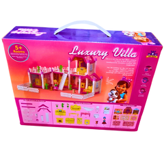 Luxury Villa Dollhouse Building Set – 77-Piece DIY Pretend Play House for Girls | 5+ Rooms with Furniture & Mini Doll | Ages 6+