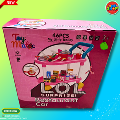 Kids Restaurant Cart Play Set 46PCS – Pretend Play Kitchen & Cooking Trolley Toy with Food Accessories for Boys & Girls 3+ Years