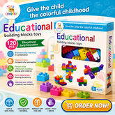 Educational Building Blocks Toy Set 120 Pieces – Creative Construction Blocks for Kids 3+ Years | Early Learning STEM Toy | Colorful Building Bricks Set