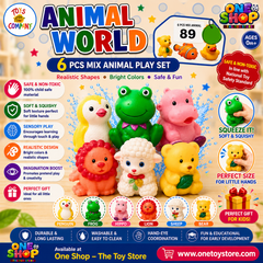 Animal World Soft Squeaky Animal Toy Set – 6PCS Sensory Bath & Squeeze Toys for Babies and Toddlers | Non-Toxic Educational Animal Play Set 3+ Years