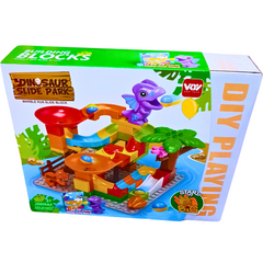 Dinosaur Slide Park – Marble Run Building Block Set for Kids | DIY Dinosaur Adventure Playset – Ages 3+