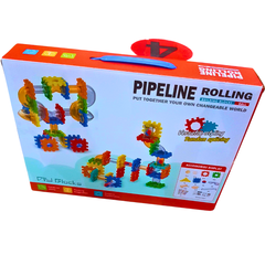 125-Piece Pipeline Rolling Ball Building Blocks Set – STEM DIY Construction Toy for Kids | Gears, Tracks & Marble Run | Age 3+