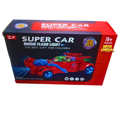 Superhero Flashing Car Toy for Kids – 5D Lights, Music & Bump-n-Go Action | Battery Operated Super Car for Boys Age 3+