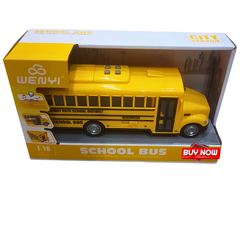 Wenyi Friction Powered School Bus Toy – 1:16 Model with Opening Doors, Lights & Sound | Kids Toy Vehicle Ages 3+