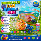 2-in-1 Dinosaur Fan Bubble Gun for Kids – Automatic Bubble Blaster with Cooling Fan, LED Lights & Bubble Machine Toy | Outdoor Fun Toy for Boys & Girls 3+ Years