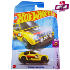 Hot Wheels '73 Honda Civic Custom – Compact Kings Series 2024 | Yellow JDM Hatchback Die-Cast | Collector 90/250