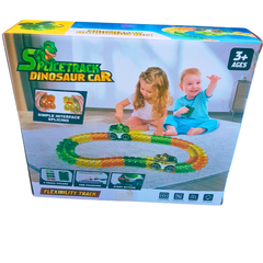 Splice Track Dinosaur Car – 46 PCS Flexible Track Set with Interchangeable Cars | USB Rechargeable | Ages 3+