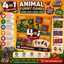 4-in-1 Animal Educational Game Set for Kids – Puzzle, Memory Game, Domino & Flash Cards | 124 Pieces Learning Activity Box | Animal Learning Toy for Preschoolers Age 3+