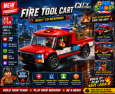 JIE STAR City Global Fire Tool Cart Building Blocks Set β 180 PCS Fire Rescue Truck Construction Toy for Kids | Firefighter Pickup Brick Set | Educational STEM Toy for Boys & Girls 6+