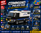 JIE STAR City Global Command Police Car Building Blocks Set β 122 PCS Police Van Construction Toy for Kids | Police Vehicle Brick Set with Officer Figure | Educational STEM Toy for Boys & Girls 6+