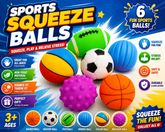 Sports Squeeze Balls Set for Kids – 6 Pack Soft Stress Relief Sports Balls | Sensory Fidget & Indoor Outdoor Play Toys for Boys & Girls (3+ Years)