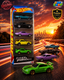 Hot Wheels Fast & Furious 5-Car Pack – Dodge Charger, Chevrolet Impala, Porsche 911 GT3 RS, Plymouth Barracuda & Nissan Silvia Die-Cast Set