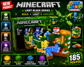 Minecraft Light Block Series LED Building Set – 185 PCS Adventure Construction Blocks Toy for Kids | Dragon & Warrior Figure Playset | Educational STEM Building Toy for Boys & Girls 6+