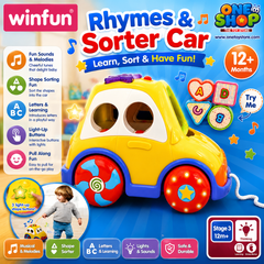 Winfun Rhymes & Sorter Car for Toddlers – Musical Shape Sorting Toy Car with Lights, Sounds & Pull Along Fun