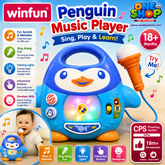 Winfun Penguin Music Player for Toddlers – Interactive Musical Karaoke Toy with Microphone, Lights & Sound Effects