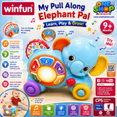 Winfun My Pull Along Elephant Toy for Toddlers – Musical Learning Elephant with Lights, Numbers & Pull Along Fun