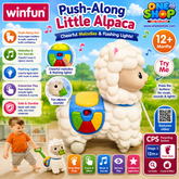 Winfun Push-Along Little Alpaca Toy for Toddlers – Interactive Musical Walking Alpaca with Lights, Sounds & Learning Buttons