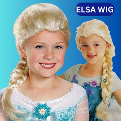 Girls' Frozen Elsa Wig - Premium Synthetic Fiber | Authentic Disney Look for Costumes & Parties