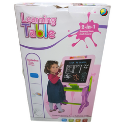 Back to School Fun 2-in-1 Drawing and Chalkboard Learning Table - Educational Playset for Kids