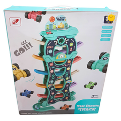 Towering Turbo Fun Racing Track - Educational Vertical Playset with 12 Cars for Ages 4+