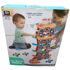 Towering Turbo Fun Racing Track - Educational Vertical Playset with 12 Cars for Ages 4+