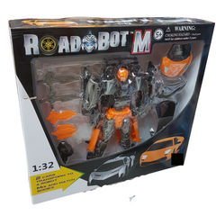 ROAD BOT 1:32 Scale Transformer Toy – Dual 2-in-1 Car and Robot Figures, Mix & Match Design, Ideal Gift for Children Ages 5+