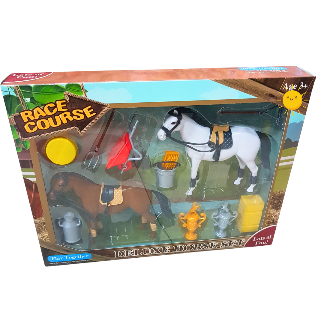 Deluxe Horse Racing Set for Kids - New Arrival 2-Horse Playset with Race Course & Accessories, Ideal Toy for Boys Ages 3 & Up, Perfect Gift Set for Children