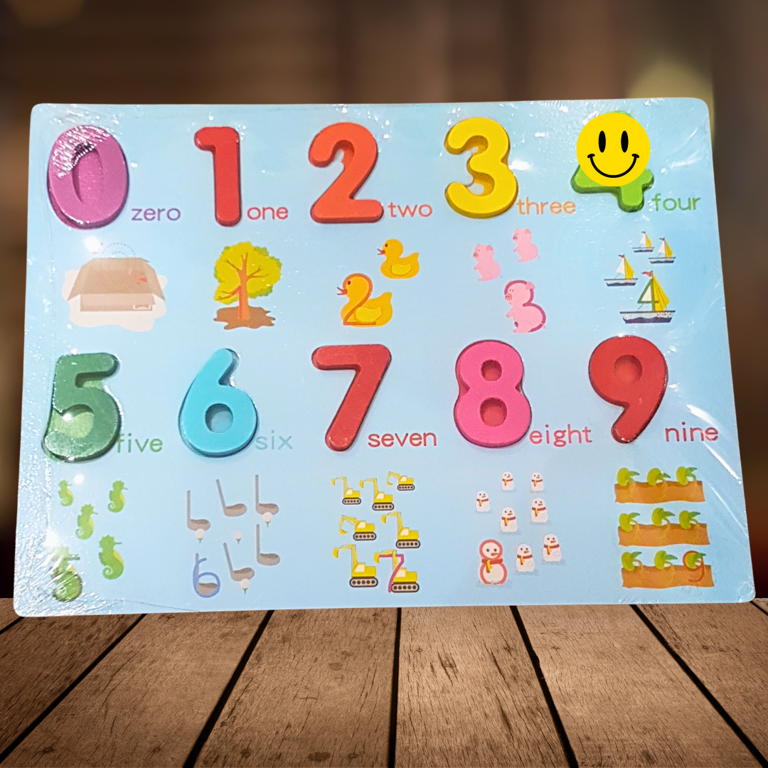 Colorful Wooden Numbers Puzzle Board for Early Learning