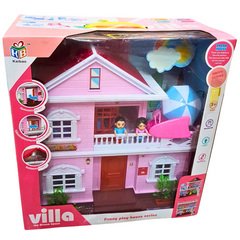 Villa My Dream House - Deluxe Doll House for Girls (Ages 3 and Up) Complete with Bedroom, Dining Room, Clean Zone, Outdoor Shade, Play Area, and Bathroom Perfect Gift New Arrival with Lights and Sound Dazzling Colored Lights Included