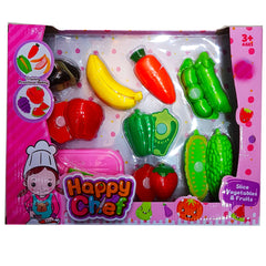 Happy Chef Slice Vegetable and Fruit Set Playset for Kids Ages 3 Years and Up