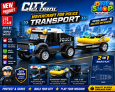 JIE STAR City Global Police Hovercraft Transport Building Blocks Set β 135 PCS Police Vehicle Construction Toy for Kids | Police Truck & Hovercraft Brick Set | Educational STEM Toy for Boys & Girls 6+