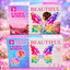 Beautiful Fairy Wings product banner with original front and back packaging showing illuminated rainbow butterfly fairy wings