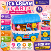 Kids Ice Cream Cart Play Set – Pretend Ice Cream Shop Toy with Dessert Accessories | Educational Role Play Cart for Boys & Girls (3+ Years)