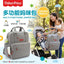 Grey multifunctional diaper bag with stroller attachment promotional image