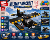 JIE STAR Military Aircraft ACK-62 Building Blocks Set – 298 PCS Airplane Construction Toy for Kids | Military Plane Brick Model | Educational STEM Aviation Toy for Boys 6+