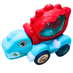 Dinosaur Engineering Vehicle Stone Car – Interactive Bump & Go Dino Dump Truck with Lights and Music for Kids 3+