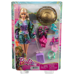 Barbie Holiday Fun Doll (12 Inches), Blonde Highlighted Hair, Travel Tote & Summer Accessories, Kids 3 To 7 Years Old