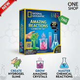 National Geographic Amazing Reactions Chemistry Set for Kids – STEM Science Experiment Kit with 20 Activities | Educational Learning Toy for Boys & Girls