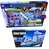 Urban Traffic City Transport Playset with Pull-Back Vehicles | Traffic Awareness Toy Set for Kids Ages 3+