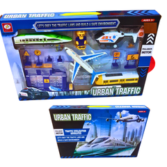 Urban Traffic City Transport Playset with Pull-Back Vehicles | Traffic Awareness Toy Set for Kids Ages 3+