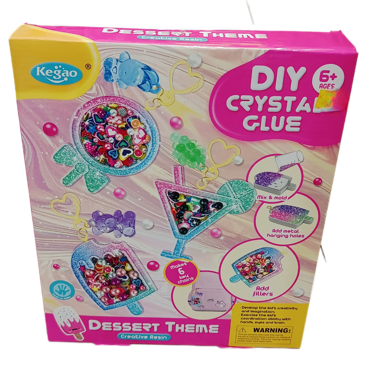 DIY Crystal Glue creative resin keychain kit front packaging